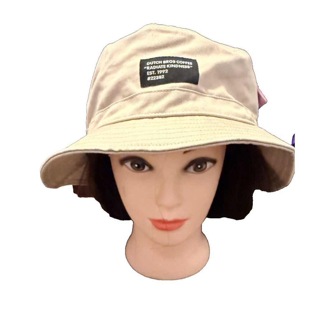 Dutch Bros Coffee Bucket Hat "Radiate Kindness" Beige with Pocket OS Unisex